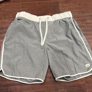 Vuori Men's Gray Athletic Shorts with White Trim